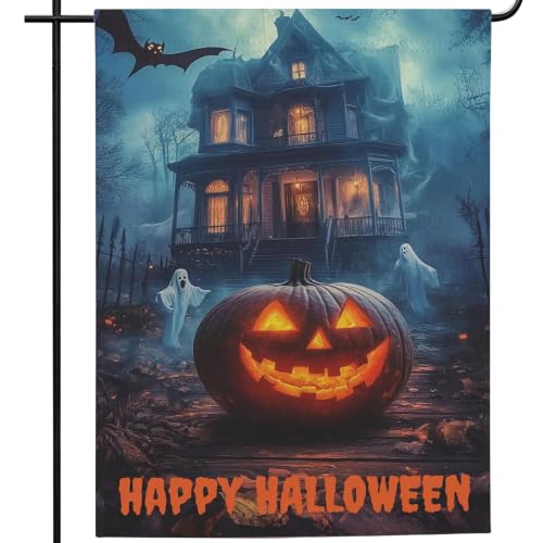 Ghost Pumpkin Haunted House Halloween Garden Flag 12×18 Inch Decor Flag - image 1