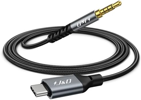 J&D USB C to 3.5mm TRRS Aux Cable, Type C Audio Adapter, 3.3 ft