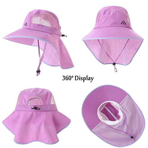 Womens Uv Sun Protection Hat Foldable Women Neck Flap Wide Brim Gardening Hat With Ponytail Hole For Women Dark-Purple #TOP2