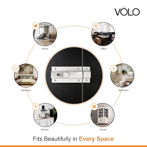 Image of VOLO Heavy Duty Door Lock Baby Latch for Home & Office Doors | Door Latch /Chitkani | Aluminum Ingot Build | Waterproof & Rust Resistant | 1 Year Warranty |1 Piece with Screws (Silver, 5 Inch)