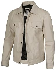 Frnando Trucker Off White Leather Jacket