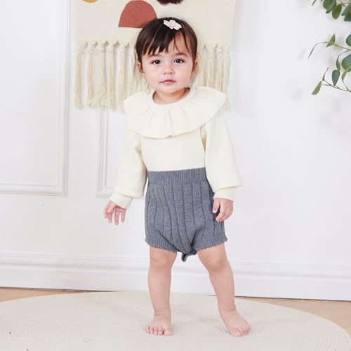 Newborn Baby Girl Knitted Romper Sweater Doll Collar Long Sleeve Knit Jumpsuit Bodysuit Infant Fall Winter Clothes3