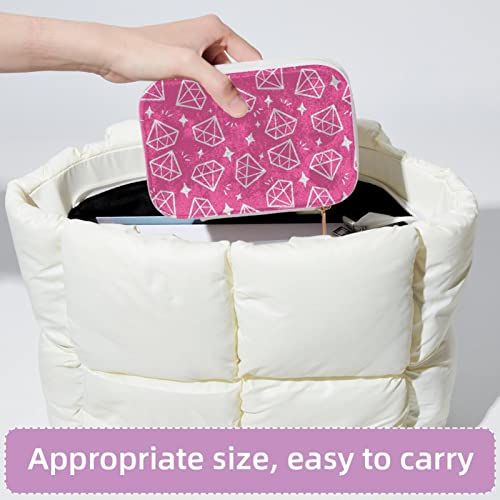 Boîte de rangement en velours pour boucles d'oreilles rose compacte avec zip - 5
