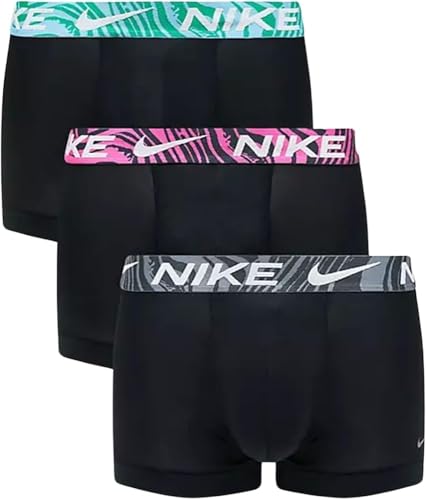 Nike Men`s Essential Micro Boxer Briefs 3 Pack, Pink/Grey/Blue, Large