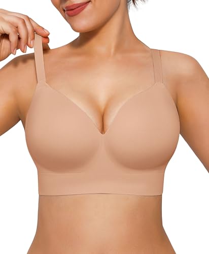 Image of Popilush Bras for Women No Underwire Seamless Wireless Support Bra Full Coverage Comfort T Shirt Bralette