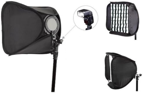 Studio 60cm 24" Easy Fold Open Setup Flash Softbox Diffuser with Eggcrate Grid for VIVITAR 285HV, DF383, DF283, SF4000 PENTAX AF 360 FGZ, 540FGZ, 200FG, 330 METZ 48AF-1, SIGMA EF 610, SUNPAK PF30X PF30XN