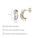 MORGAN & PAIGE .925 Sterling Silver 14K Yellow Gold & Rhodium Plated Two-Tone Twisted J-Hoop Earrings for Women - Hypoallergenic Earrings for Women, Comfortable & Fit Jewelry for Her