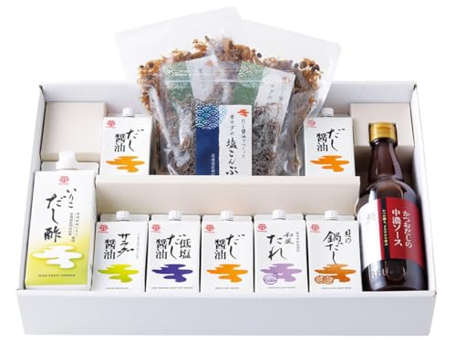 鎌田醤油 花セット〈冬〉(ちりめん山椒・塩こんぶ・いりこだし酢・中濃ソース・だし醤油・サラダ・低塩だし・和風たれ・貝の鍋だし)