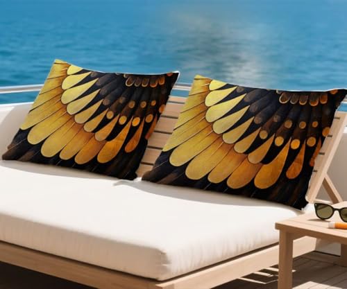 Cushion Covers 50x60 cm Gold Cushions Waterproof Velvet Furniture Cushions Wing Outdoor Garden Decorative Rectangular Throw Pillow Covers 2025 New with Invisible Zipper for Autumn Sofa set of 2,z-531