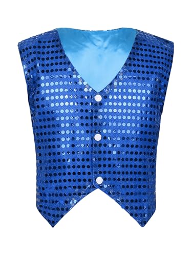 Kids Unisex Sparkly Sequins Vest Jacket Jazz Hip Hop Street Dance Party Performance Waistcoat