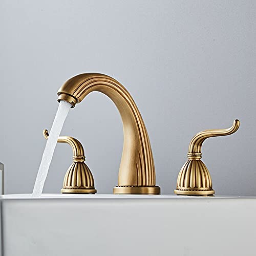 Robinet de lavabo en bronze antique : mitigeur luxe à 2 poignées