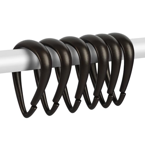 Top-spring Bronze Shower Curtain Hooks 12Pcs Drop Shaped Hooks for Shower