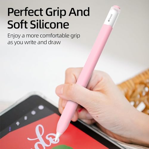 Image of Pencil Case for Apple Pencil (USB-C) 3rd Generation Silicone Protective Cover Sleeve, Supports Magnetic Attachment 3rd Gen (Pink)