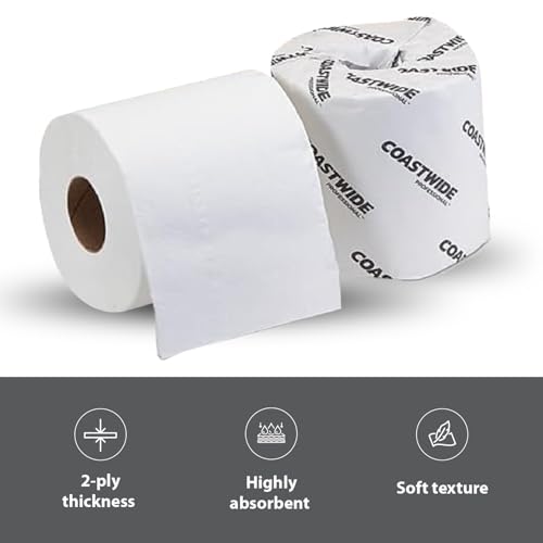 Image of Coastwide Professional Recycled Toilet Paper, 2-ply, White, 360 Sheets /Roll, 48 Rolls /Case