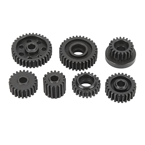 7 Piece Transmission Gear Set, Gearbox Steel Gear Set, with Black Oxidized Finish for YK4102PRO YK4081PRO 1:10 RC Car, Compact Design for Enhanced Performance
