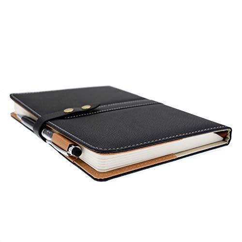Carnet de notes élégant en simili cuir souple noir avec stylo inclus - 3
