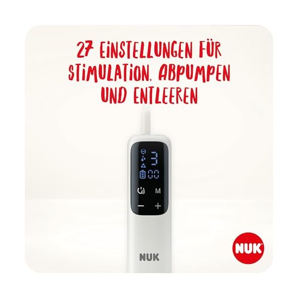 NUK Soft & Easy elektrische Milchpumpe | Brustaufsätze aus 100 % Silikon | Klein, leicht und leise | Akku für unterwegs | Brustaufsätze 24 mm & 27 mm | 1x Perfect Match Babyflasche – Bild 5
