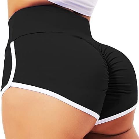 TZLDN Womens Gym Shorts for Women Scrunch Butt Lifting Booty High Waist Squat Proof Compression Yoga Workout Cycling Shorts #2Classic - Black, S Cover