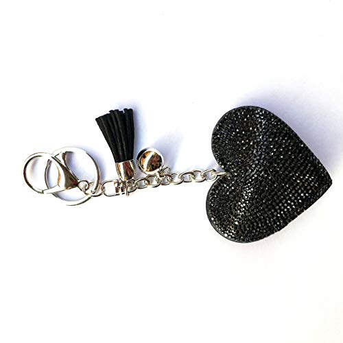 Design romântico amor coração chaveiro feminino contas de strass chaveiro bolsa pingente longa borla