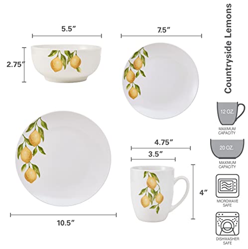Studio Nova Lemons 16-Piece Dinnerware Set, Service For 4, White #TOP2