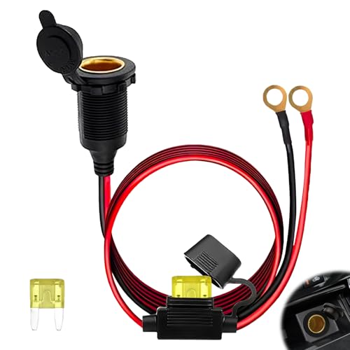 Presa Accendisigari 12V/24V DC Auto Presa Accendisigari con Cavo Prolunga Adattatore Universale Impermeabile con 20A Fusibile Cavo di Connessione 14AWG 2,5 mm² per Barca Auto Motocicletta Navi