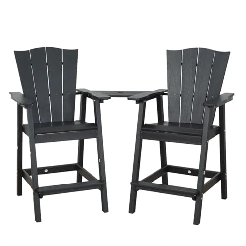 Tall Adirondack Chair Set of 2 with Double Connecting Trays and Umbrella Hole HDPE Adirondack Chair...