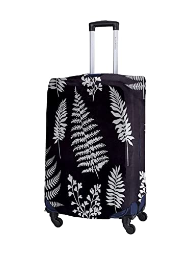 Image of Cortina Leaf Design Travel Suitcase Eco-Friendly Cover | Small | Fits 18-22 Inch Luggage | Polyester-Spandex | 55cm (20 inches) | Luggage Protectors | Anti Scratch /Dust | Pack of 1 | Black
