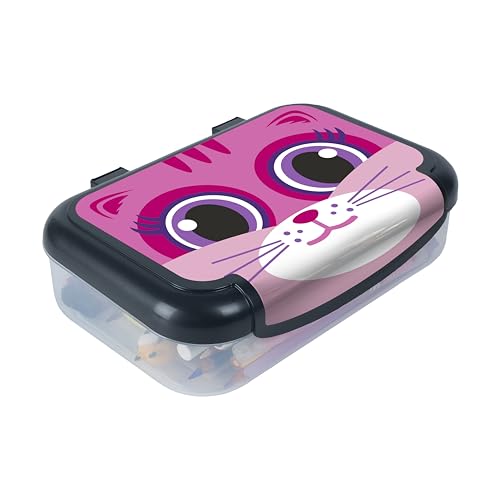 ZIPIT Recycled Plastic Pencil Box for Girls Large Capacity Pencil Case for School Durable Stationery Organizer Box Pink Kitty