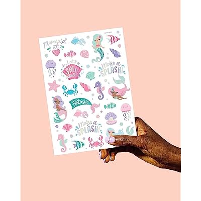 xo, Fetti Under The Sea Mermaid Temporary Tattoos - 56 Iridescent Foil Styles | Kids Birthday Party Supplies, Sea Creatures Favors, Ocean Animal, Underwater Arts and Crafts, Boys + Girls Activity