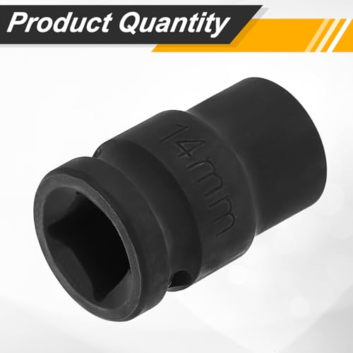 Image of HARFINGTON 1 /2 inch Drive x 14mm Shallow Impact Socket 12-Point Metric CR-V Steel Spindle Nut Impact Flip Sleeve for Home Auto Nuts Bolts Repair