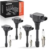A-Premium Set of 4 Ignition Coil Pack and Iridium Spark Plugs