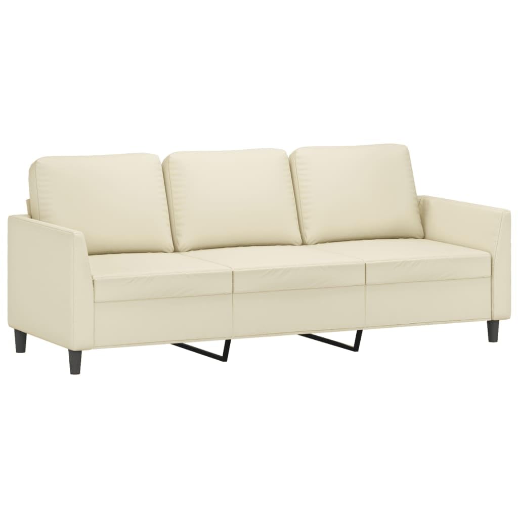 Homgoday Kremowa 3-osobowa sofa 180 cm sztuczna skóra, meble do wnętrz i na zewnątrz, wystrój domu, wyposażenie domu do wnętrz, sypialni, salonu, biura i