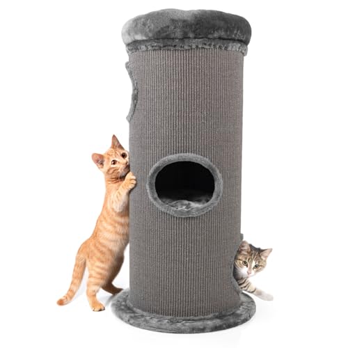 CanadianCat Company | Kratzturm Olivia - anthrazit | 40 x 40 x 100 cm | Katzenhaus, Kratztonne