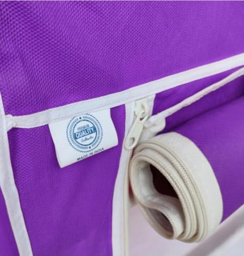 Image of Collapsible Wardrobe Closet for Clothes Storage, 8 Shelf Portable Fabric Almirah, Foldable Clothes Organizer with Plastic Frame, Space Saving Cupboard for Bedroom (Purple)