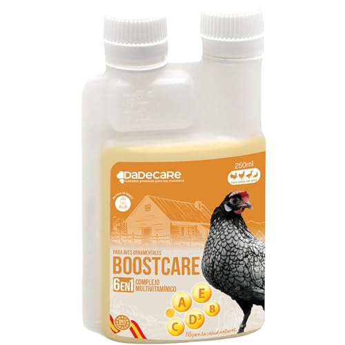 Multivitamínico 6 en 1 250ml Aves | Vitaminas A-E-D-C-B| Pienso Complementario para Bebedero Gallinas, Pollos, Palomas, Loros y Periquitos con Dosificador - Boostcare