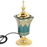 Ciieeo Electric Incense Burner Metal Bakhoor Burner Holder Oud Frankincense Resin Burner for Yoga Spa Office Home Decor Green