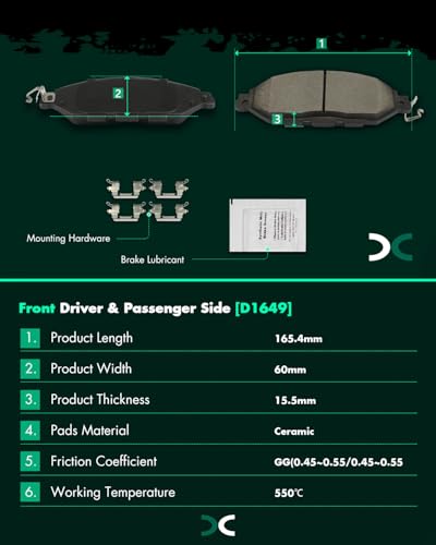 Image of SCITOO D1649 D905 Front and Rear Ceramic Disc Brake Pad Set 8PCS w /Hardware Fit For INFINITI For JX35 2013,For QX60 2014-2019,For Nissan For Murano 2015-2020,For Pathfinder 2013-2019