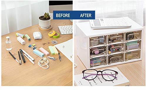 Image of 9 Drawer Plastic Rectangular Small Storage Box for Desk, Cabinet, Sewing Kit, Spice (18 x 10 x 12 cm)
