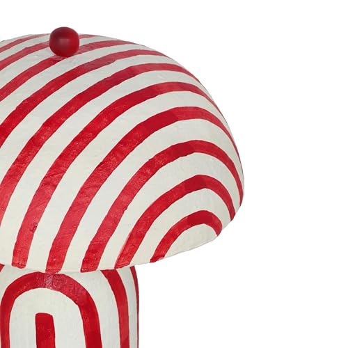 Image of Tov Furniture Maiori Red Striped Papier Mache Table Lamp