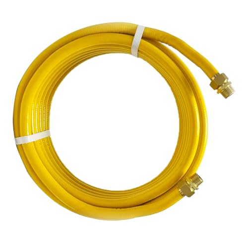 Yarzelar 1/2 Inch CSST Gas Line Kit 33FT Corrugated Stainless Steel Flexible Hose for Natural Gas Propane with 2 Male Fittings (33ft 1/2)