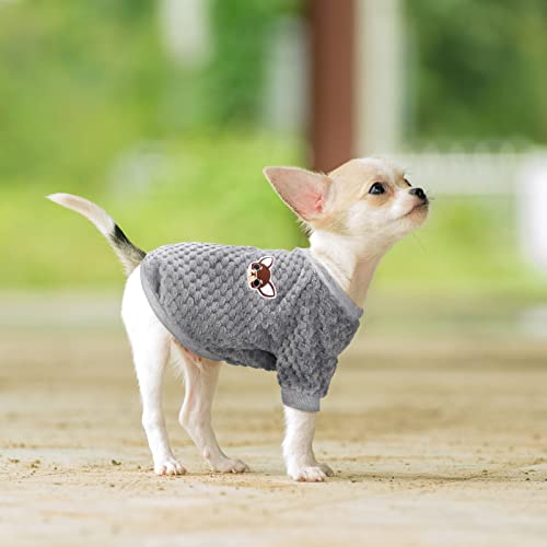 Weewooday 5 Pieces Dog Sweater Warm Soft Flannel Puppy Sweaters Coat For Puppy Dog Cute Pet Apparel Shirt Jacket For Cold Winter Brown Pink Gray Blue #TOP27