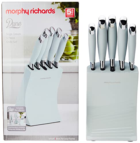 Morphy-Richards-976033-Dune-5-Piece-Knife-Block-with-High-Grade-Stainless-Steel-Blades-and-Ergonomic-Design-Saga-Green