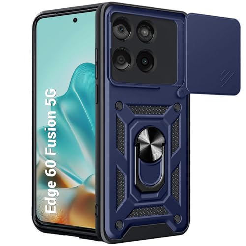 Image of Luxe Back Cover for Motorola Edge 60 5G / Motorola Edge 60 Fusion 5G | D10 Tough Armor Case | Sliding Camera Shield | 360 Protection | Kickstand Ring Holder | Military-Grade Shockproof Bumper Case
