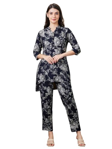 Image of AV2 Women's Maternity Night Suit Set|Nursing|Feeding Printed Tunic & Bottom Coord Set 2426
