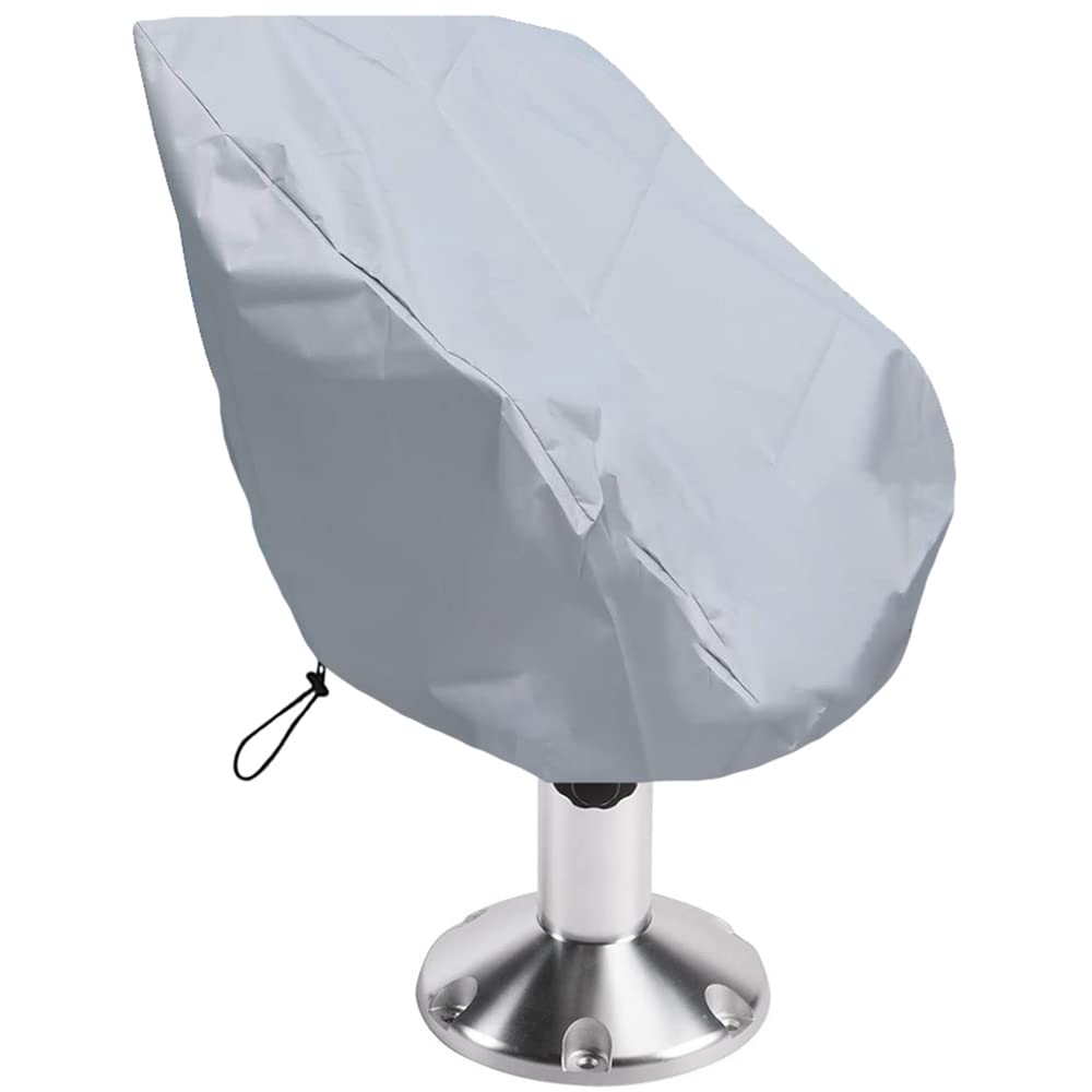 Lot de 2 housses de siège d'extérieur imperméables à l'eau et à la poussière pour chaise de capitaine, ponton, banc, chaise de gouvernail (55,9 x 61 x 63,5 cm, 2 pièces, gris)