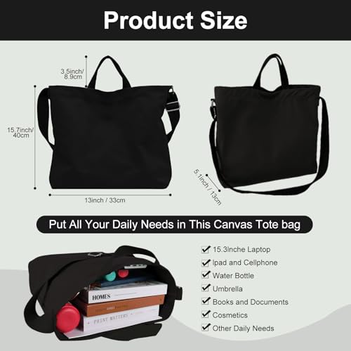Bolsa Tote de Lona para Mujer con Correa Ajustable miniatura 3