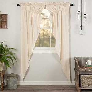 VHC Brands Simple Life Flax Natural Country Farmhouse Window Curtain Prairie Long Panel Set of 2 84x36x18 VHC Brands Simple Life Flax Natural Country Farmhouse Window Curtain Prairie Long Panel Set of 2 84x36x18