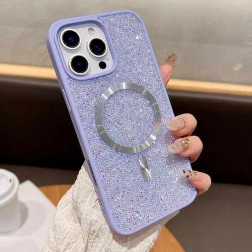 Coque paillettes iPhone 16 violette, l'accessoire strass pour vos soirées