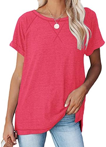 ayreus Womens Short Sleeve Shirts Crewneck Casual T Shirts Workout Tops Loose Fit Raglan Summer Tshirts Tees,1Red,X-Large