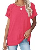 ayreus Womens Short Sleeve Shirts Crewneck Casual T Shirts Workout Tops Loose Fit Raglan Summer Tshi